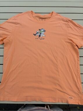 Life Is Good Men's Peach Crewneck Graphic Tee